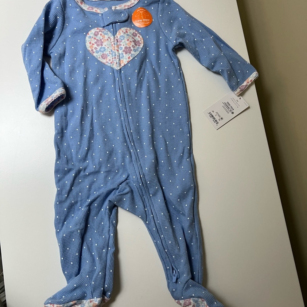 Carters Blue Floral Heart Kids Footie